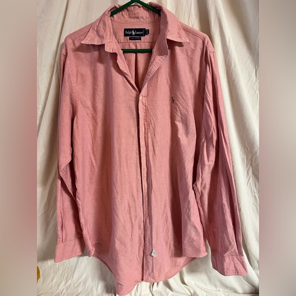 Ralph Lauren Salmon Linen Button Down Oxford 16 1/2 36